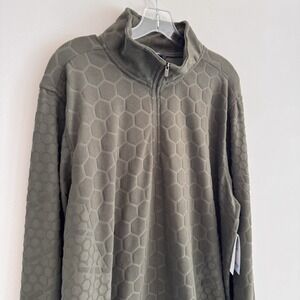 Urban Frontier Mens XL Honeycomb Fleece 1/4 Zip Pullover Jacket Green NWT